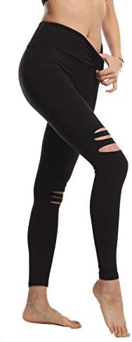 Calças de ioga de cintura alta Foxwish rasgou leggings magras para mulheres super macias e confortáveis