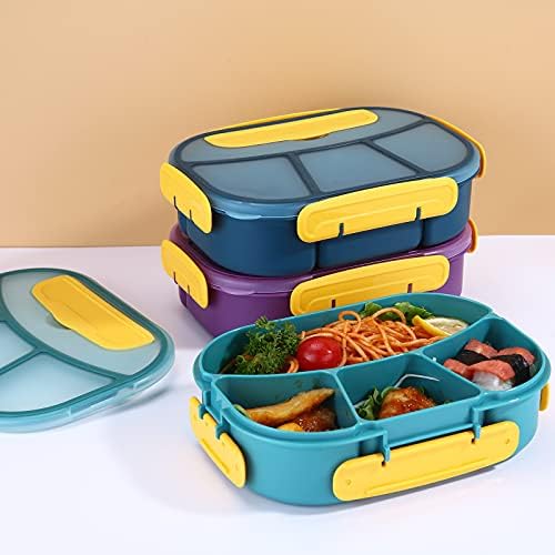 Caixas de bento yfbxg para adultos, lancheira bento de 4 compartimentos, recipientes para almoço de salada à prova de vazamentos de