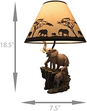 Zeckos elefantes na expedição Sculptural Table Lamp com sombra decorativa