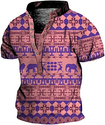 2023 camisetas étnicas ocidentais aztec para homens de grande porte de Button Down Down Henley camisetas engraçadas