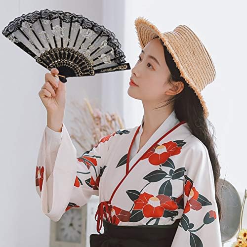 Toyvian fãs pcs japoneses dobráveis ​​dançando fã dobrável ventilador de seda dobrável de mão floral fã de seda handheld