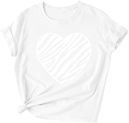 2023 camisetas femininas T Tops gráficos de coração fofos camisetas de verão básico blusa de cor sólida colorida colorida de