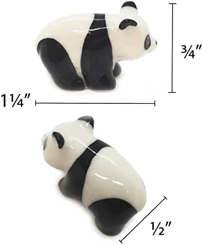 Witnystore 1 Longo minúsculo panda em pé de cerâmica urso boneca boneco de cerâmica animal miniature porcelana mini bandeja