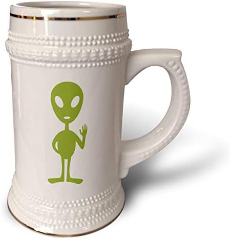 3drose, foto de um alienígena verde em uma caneca branca de fundo-stein, 18oz, 22oz