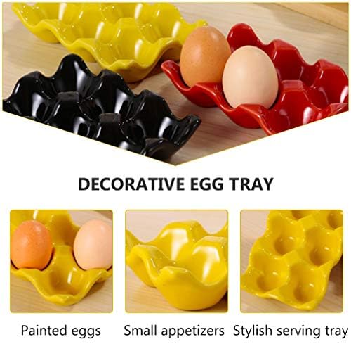 Luxshiny Cup Suports Bandeja Cerâmica Titular de ovo, bandeja de ovo de cerâmica Dispensador de ovo Bandeja de ovo