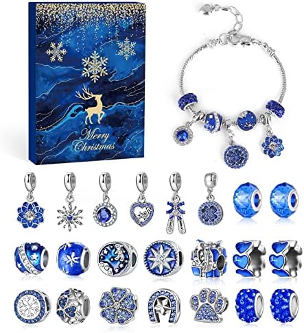 MjarTtoria Royal Blue Jewelry Advent Calendar 2023 Para jóias de meninas adultas-royal Blue 24 dias Countdown de