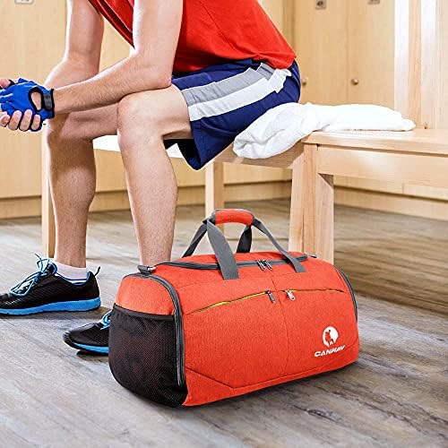 Bolsa de ginástica de esportes de câmera, mochila de viagem com bolso molhado e compartimento para homens para homens, 45L, leve