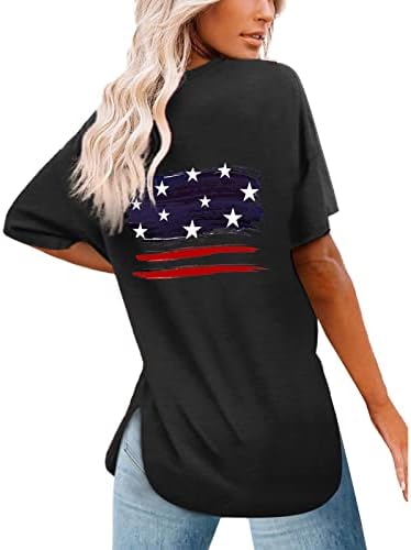 4 de julho T-shirt for Women USA Flag casual Summer Short Manga Crew Neck T-shirt Stars Stripes Comfy Shirt Tunic Tops