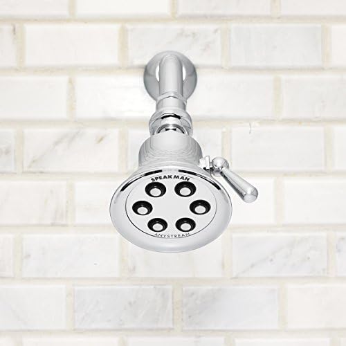 Speakman S-2254 Cabeça de chuveiro retro de 3 setting para decoração de banheiro elegante, 2,5 gpm, cromo polido