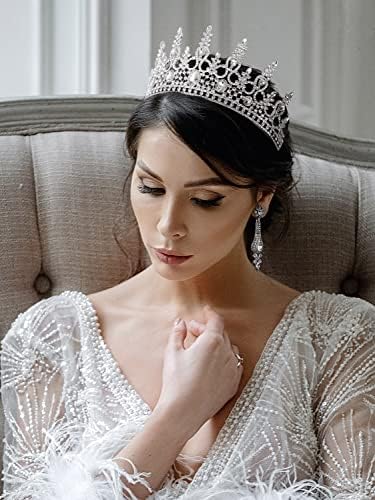 Sweetv Queen Crown for Women, Brincos da coroa de concurso de tiara de 2 pack