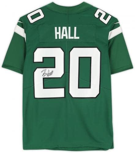 Emoldurado Breece Hall New York Jets autografados Green Nike Limited Jersey - camisas autografadas da faculdade