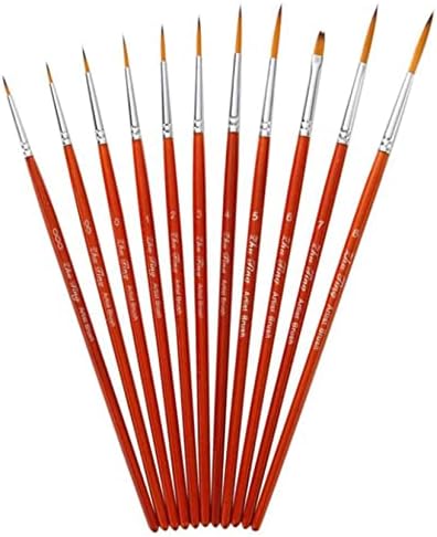 11pcs Profissional Long Line Pens Red Wooden Stroke caneta Aquarela Pincadeiras de pintura a óleo