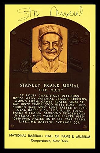 Stan Musial autografou o Hall of Fame HOF PLAQUE PRONTAÇÃO DE CARDINALS STOL CARDINALS 211282 - MLB CUTA SIGNATATURAS