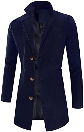 Jaquetas para homens comprimento médio stand colar windbreaker button jacket derrubar casacos masculinos e jaquetas moda