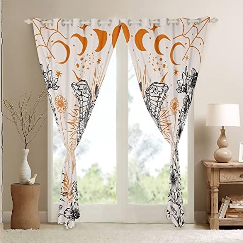 Cortinas de mariposa erosébrida para crianças meninos meninas, fases da lua cortinas de blecaute, cortinas e cortinas do sol e da lua