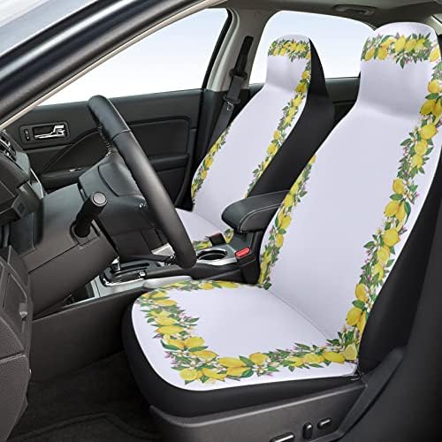 Youngkids Summer Tropical Lemon Floral Print Capas de assento de carro 2 peças Conjunto de carros frontal universal Cushion
