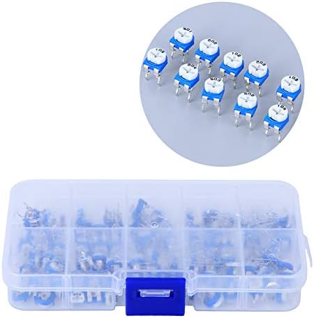 Walfront Blue & White Ajusta Ajusta Ajustável Conjunto de Variadores Variáveis ​​Potenciômetro Kit Em uma Caixa de Plástico