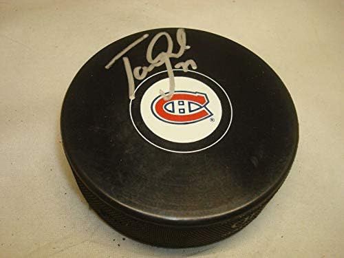 Tom Gilbert assinou o Montreal Canadiens Hockey Puck autografado 1b - Pucks autografados da NHL