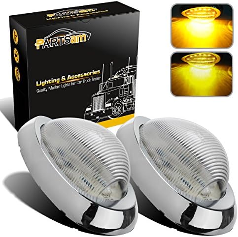 Partsam 2x lente clara 5-7/8 âmbar 15led marcador lâmpada lâmpada giro sinalizador de lágrima Luz com cromo Substituição para