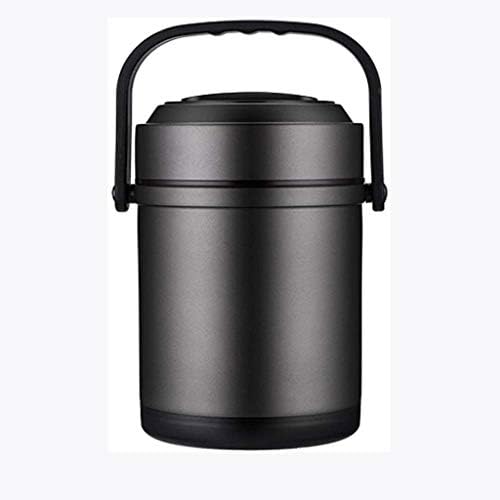 Lancheira redonda isolada sxnbh - aço inoxidável de aço inoxidável lanchonete isolada caixa de alimentos portátil preto