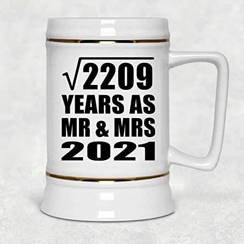 Projetsify 47º aniversário raiz quadrada de 2209 anos como Sr. e Sra. 2021, caneca de 22 onças de caneca de caneca de
