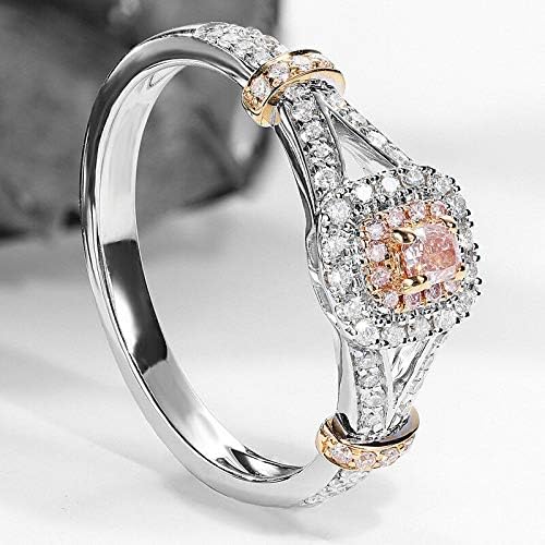 Princesa J-Jewelry Cut Pink CZ 925 Anel de noivado de prata Tamanho do anel de ouro rosa feminino 5-10