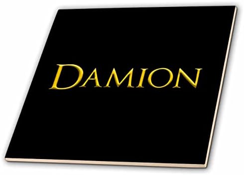 3drose Damion Nome popular para menino na América. Amarelo em amuleto preto - telhas