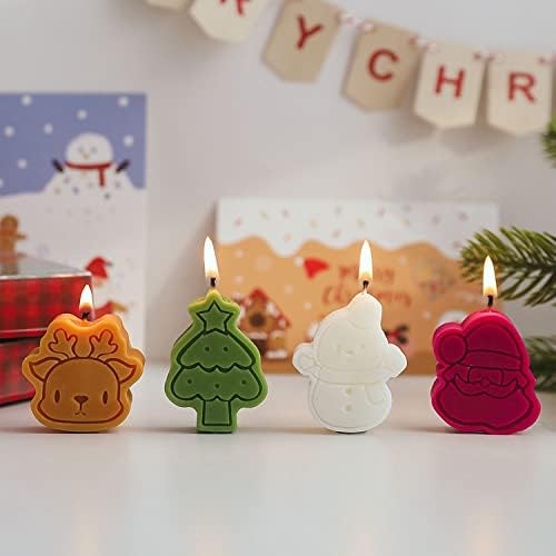 Conjunto de velas perfumadas de Natal, 4pack 110g aroma artesanal Soja Cera de cera Decorativa de Cera Decorativa, Cartoon Elk