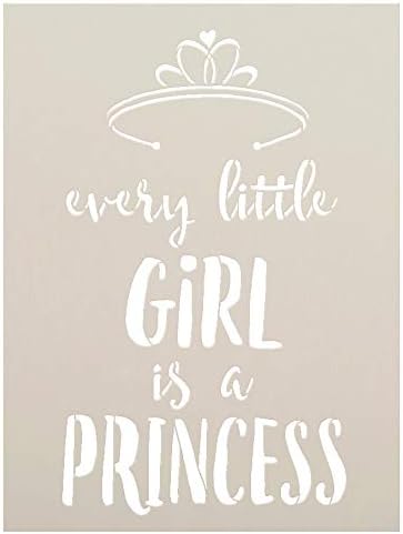 Toda garotinha é uma princesa com estêncil de Tiara por Studior12 | Modelo Mylar reutilizável | Use para pintar sinais de madeira