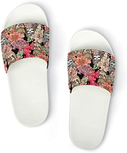 Sandálias de preguiça e flores bonitas não deslizam chinelos de dedo do pé para massagem Banho