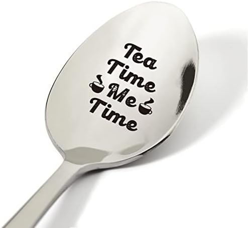 Idéias de presentes para amantes de chá, chá de chá eu tempo colher gravado em aço inoxidável presente, colher de chá de novidades