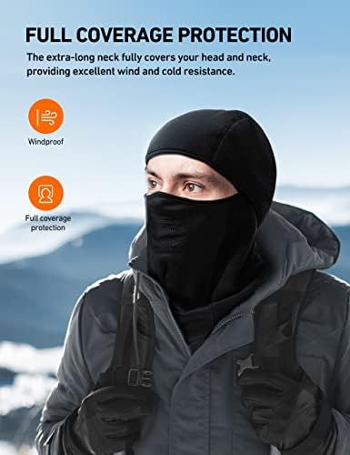 Astroai Balaclava Máscara de esqui de inverno Térmica Térmica Máscara de máscara de face para homens Mulheres mais quentes à prova de vento respirável, equipamento de clima frio para esquiar, trabalho ao ar livre, andar de moto e snowboard, preto