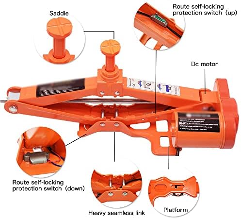 Jack 12V DC 5ton Electric Car Jack e Chave de Impacto Elétrico com selas duplas para o veículo e a cor laranja do SUV