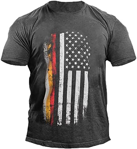 Zefotim 4 de julho Camisas para homens manga curta o pescoço da bandeira americana camisetas