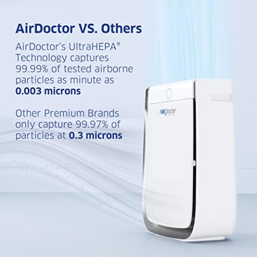 Purificador de ar Airdoctor AD3000 para quartos domésticos e grandes com Ultrahepa, Carbon, filtros VOC e sensor de qualidade