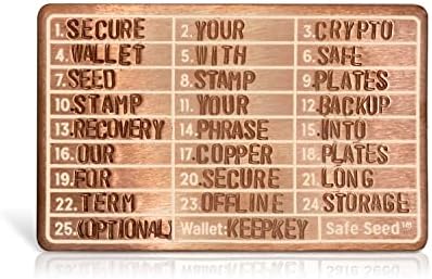 [Edição de cobre] Seed Seed Crypto Metal Wallet Placa de carimbo - 12-25 palavras Recuperação Passagem de senha armazenamento