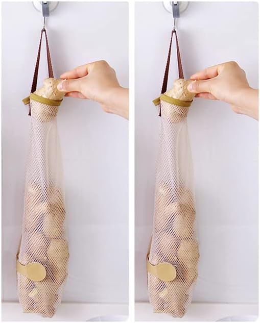 Bolsa de rede para pendurar frutas e legumes Bolsas de armazenamento de estilo quadrado de alimentos Sacos de cozinha de suporte
