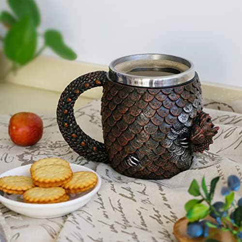 Medieval Got Dragon Egg Caneca - Dungeons and Dragons Beer Stein Tankard - 14oz de caneca de café em aço inoxidável para Dragon Lovers Collector - Novelty Gothic D&D Gift Bar Party Drinkware Decorações