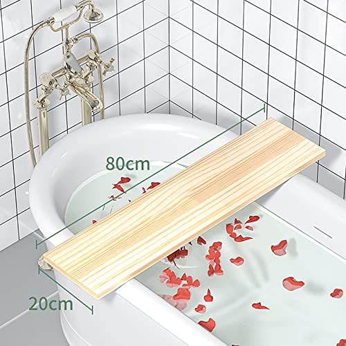 Bandeja de banho de banho Zbyl bandeja de caddy, banheira premium de bambu com vinhos e titulares de livros para spa em casa, acessórios para banheiros anti-deslizamento para a maioria dos banhos, 80 × 20cm