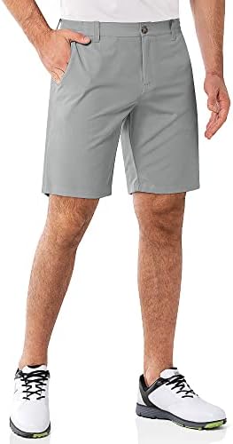Shorts de golfe masculino de 33.000 pés 9 Golf de Golf de Golf de Golfe, curto de Golf de 50+ shorts de golfe dianteira plana leve com bolsos