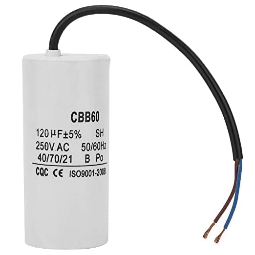 Capacitor de execução CBB60, 250V AC 120UF 50/60Hz CAPacitor CA com fio de chumbo, adequado para ar condicionado, compressor, motor