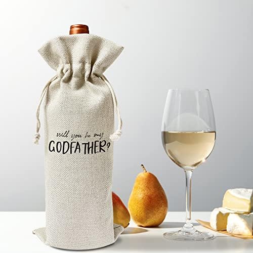 Sacos de presente de vinhos de padrinho - presente para padrinho, tio, padrinho, batismo - Bolsa reutilizável com bolsa de presente de cordão -1 pcs/jiu066