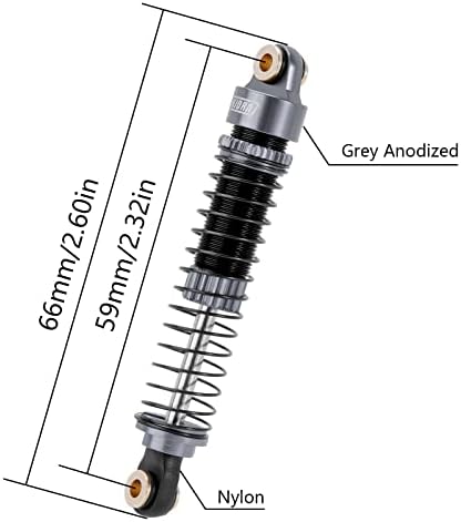 Lesão de choques de choque de choque de 59 mm de comprimento amortecedor de óleo para trx4m 1/18 RC Crawler Upgrade