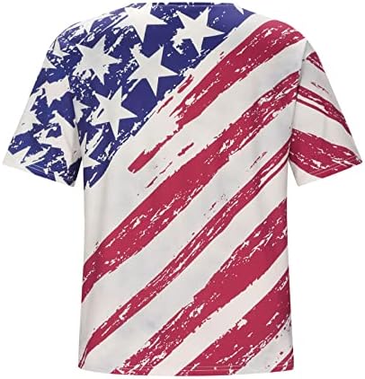 Tamas de bandeira americana de verão plus size para mulheres clássicas v dicas de pescoço tshirts de manga curta blusa patriótica