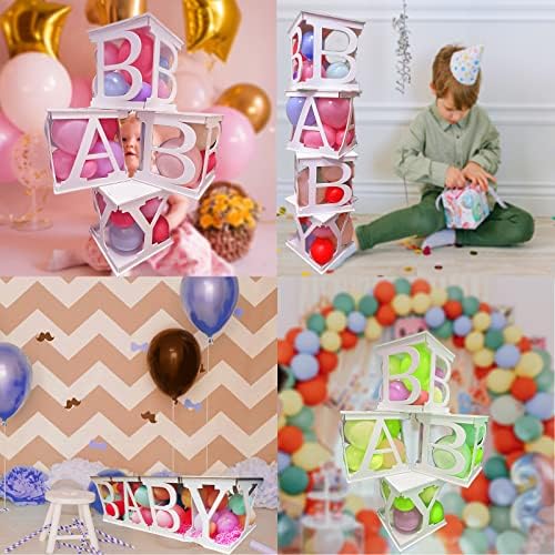 Caixas de bebê com letras para decoração do quarto de bebê, 4 lados quadros de balão para decorações de chá de bebê, caixa