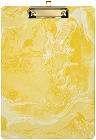 Placas de mármore amarelo de limão Alaza para crianças Mulheres Mulheres CLIP DE PLÁSTICO DE PLÁSTICA PLÁSTICA, 9 x 12,5 in, clipe de ouro