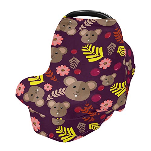 Capas de assento de carro de bebê de desenho animado de mouse - lenço de amamentação, carrinho de compras, dossel de banco de