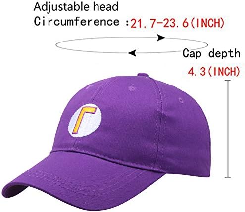 Tisoso engraçado Super Mario Bros Waluigi Hat Baseball Cap Anime Unisex para o Cosplay de Halloween roxo