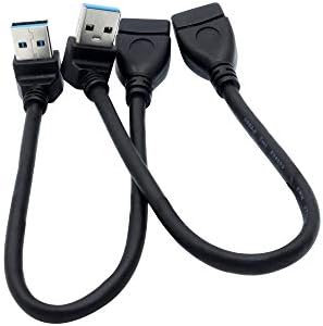 Cabo de extensão masculino a feminino - adaptador USB 3.0 para fêmea 7,9 polegadas 2pack