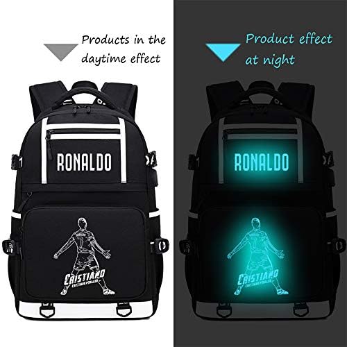 A estrela do jogador de futebol da loja Shangying Ronaldo multifuncional luminosa mochila fãs de futebol de futebol laptop Daypack
